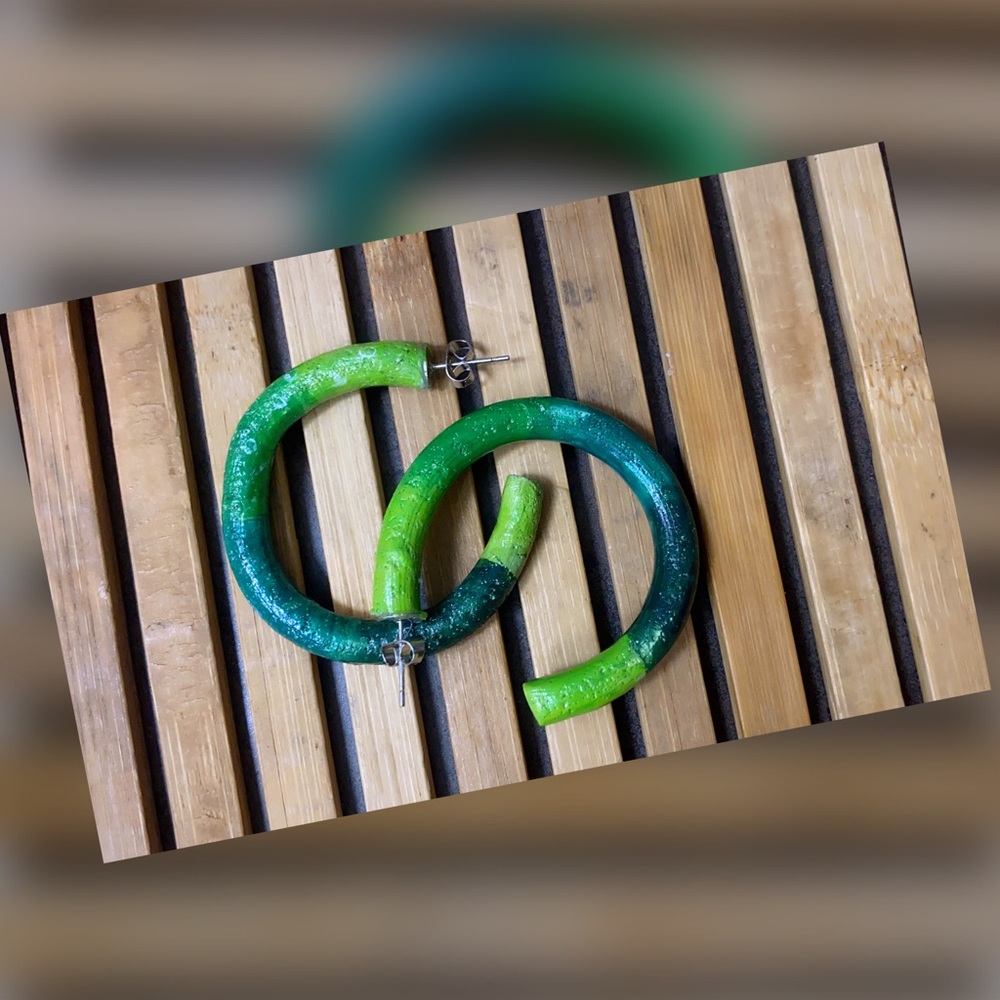 Polymer clay hoop earrings